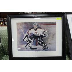 IN THE ZONE FRAMED OILERS GOALIE PHOTO