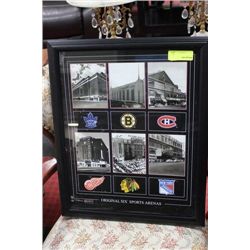 ORIGINAL 6 SPORTS ARENAS FRAMED HOCKEY PICTURE