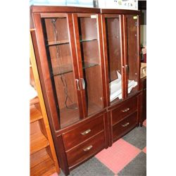 2 DRAWER 2 DOOR WOOD DISPLAY CABINET