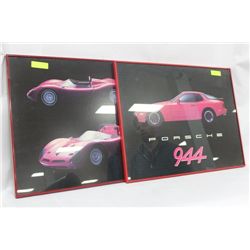 LAMBORGHINI AND PORSCHE FRAMED POSTERS X2