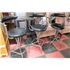Image 1 : RETRO BLACK LEATHER BAR STOOLS X3