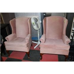 PINK FABRIC WING BACK PARLOUR CHAIR