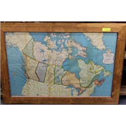 WOOD FRAMED MAP OF THE WORLD