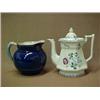 Image 1 : Two pieces including flow blue pitcher "LaBelle" by Wheeling Pottery, C. 1900, 6 1/2" high and bl...