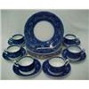 Image 1 : Eighteen piece set of flow blue dinnerware, marked Gustafsberg 1921 on plates, six 8 1/4" plates,...