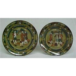 Two Buffalo Pottery Deldare Ware plates including Ye Village Gossips 10 , signed A. Delbney and d...