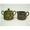 Image 2 : Buffalo Pottery Deldare Ware creamer and covered sugar, both Scenes of Village Life in ye olden d...