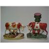 Two Staffordshire figurines including spill, cow with calf, 11 1/4'' high, crazing; and a figurin...