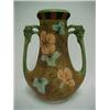 Image 2 : Nippon enameled handled vase, hand painted with polychrome floral design on body of vase, black e...