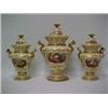Image 2 : A set of three covered Copeland & Garrett urns, porcelain with gilt and painted decoration, fruit...
