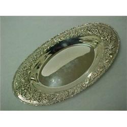 Sterling silver bread tray, raised floral and leaf rim decoration, engraved February 11, 1961 in...