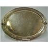 Image 1 : Large hammered Danish sterling silver tray, serving tray with stylized leaf handles with grapes,...