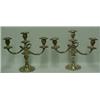 A pair of sterling silver weighted triple candleholders, chased floral and swirl design, removeab...