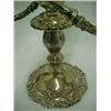 Image 3 : A pair of sterling silver weighted triple candleholders, chased floral and swirl design, removeab...