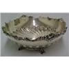 Image 1 : Sterling silver round serving bowl, chased rim design over chased fluting, on round base with fou...