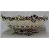 Image 2 : Sterling silver round serving bowl, chased rim design over chased fluting, on round base with fou...