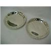 Image 1 : A pair of round sterling silver cake or pie stands, fluted edge, center initials, each on round p...