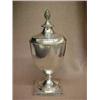 Image 1 : 800 silver tea caddy, pineapple finial on round lid, urn shaped form on square base, both with in...