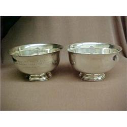 Two sterling silver presentation bowls, both measure 10" diameter and 5 3/4" high, one engraved o...