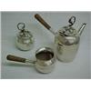 Image 1 : Sterling silver signed Mexican Coffee Server, Creamer & Sugar, coffee server with wood handle, hi...