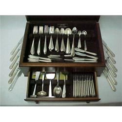One hundred forty-three piece set of Lunt sterling silver flatware set "William & Mary" (1921) in...