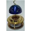 Image 2 : Two piece enameled, jeweled and brass smoking set. Cigarette holder with crescent moon finial, gl...