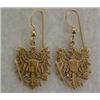 14K gold WWI Prussian Heraldic Eagle pendant and earrings, 1 1/2" long pendant set with four smal...