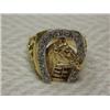 14K gold and diamond horse motif ring, 14K yellow gold with horse head in relief, surrounded by h...
