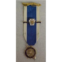 Two 14K D.A.R. pins, Pennsylvania D.A.R. enameled bar pin and bar pin with ribbon and enameled 1...