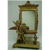 Image 1 : Bronze dresser piece depicting cupid with artist's palette at chevel mirror, hinge on bottom of m...