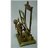 Image 2 : Bronze dresser piece depicting cupid with artist's palette at chevel mirror, hinge on bottom of m...