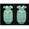 Image 1 : A pair of thumbprint satin case glass vases with ruffled rims and pinched ovoid form 8 " high ...