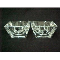 Two Waterford crystal square serving bowls with round interiors, 5 1/2  square, 3  high, both wit...