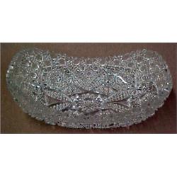American Brilliant cut glass ice cream tray, scalloped rim, C. 1890, measures 3 1/2" high X 11 1/...