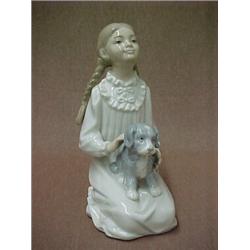 Nao figurine by Lladro, Kneeling Girl with Puppy, 7  high (division of Lladro) Estimate 50/100...