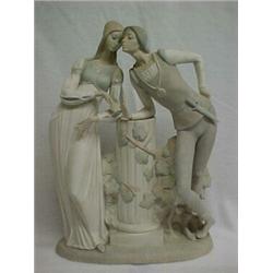 Lladro double figurine LNo4750 "Romeo and Juliet", 17 3/4" high, open issue, active, issue year 1...