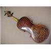 Image 2 : Full Size Violin, back hand carved with castle, back tigered, hand carved scroll, in wooden violi...