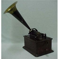 Edison Standard phonograph in oak dome top case, serial # 567208, 1906, large and small horn, lar...