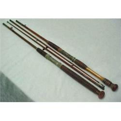 Two Montague two piece fishing rods, both with paper labels, early 20th C. 50/100...