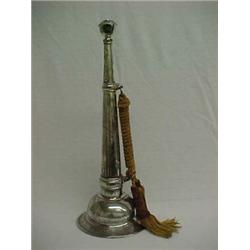 Silver plated fireman's presentation trumpet, fireman's insignia and stylized all over decoration...
