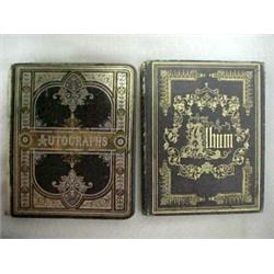 Two Victorian albums with hand written poetry from late 1800's, one with die cut decorations, som...