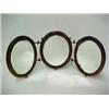 Image 4 : Oval triple shaving mirror, three oval beveled glass mirrors in walnut frames with hinged brass f...