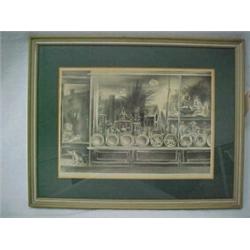 Framed lithograph "Reflections in a Shop Window", signed Bohrod on plate (L.L.) and pencil signed...