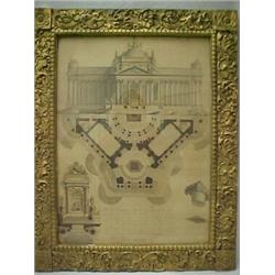 Framed architectural drawing, Italian School, late 18th - early 19th C., image measures approxima...