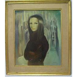 Framed oil on canvas, portrait of young woman, signed M. Lydis (L.R.), listed Austrian artist tha...