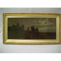 Framed oil on canvas, landscape, signed Alex Young 1865-1923, British listed artist, measures app...