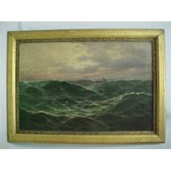 Framed oil on canvas - ship on high seas, signed C. Heimer (L.R.), German American artist 19th an...