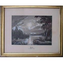 Framed watercolor, "Night", 19th C. English artist, a member of the Royal Academy, signed J.J. Ch...