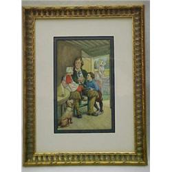 Framed watercolors - set of four illustrating the story of Rip Van Winkle, unsigned, c. 1900, (wa...