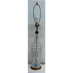 Waterford crystal lamp, measures 20  high to top of crystal, on round brass base Estimate 150/...